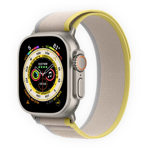 Apple Watch Ultra 49mm Titanium Case with Yellow/Beige Trail Loop M/L (MQFU3) бу