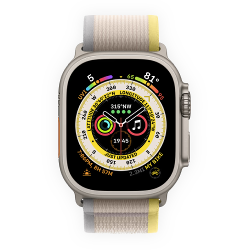 Apple Watch Ultra 49mm Titanium Case with Yellow/Beige Trail Loop M/L (MQFU3) бу