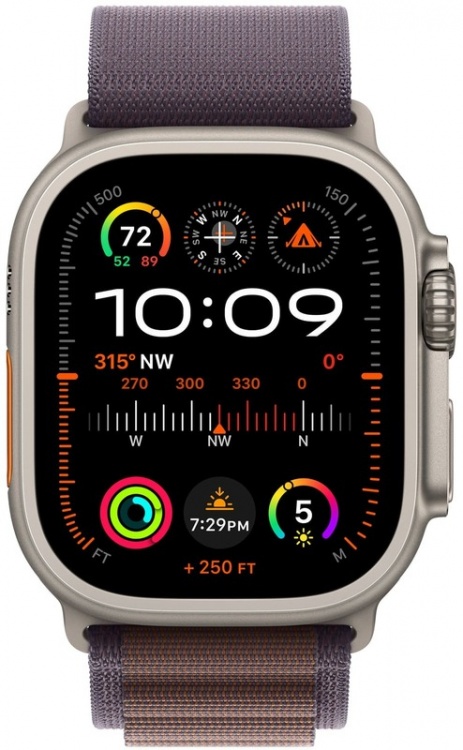 Apple Watch Ultra 2 49mm Titanium Case with Indigo Alpine Loop (MRET3) (Medium)