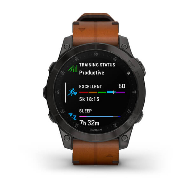 Garmin Epix (Gen 2) Sapphire Black Titanium with Chestnut Leather Band (010-02582-30)
