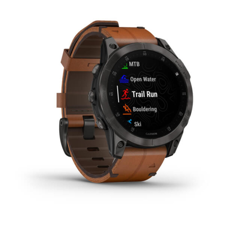Garmin Epix (Gen 2) Sapphire Black Titanium with Chestnut Leather Band (010-02582-30)