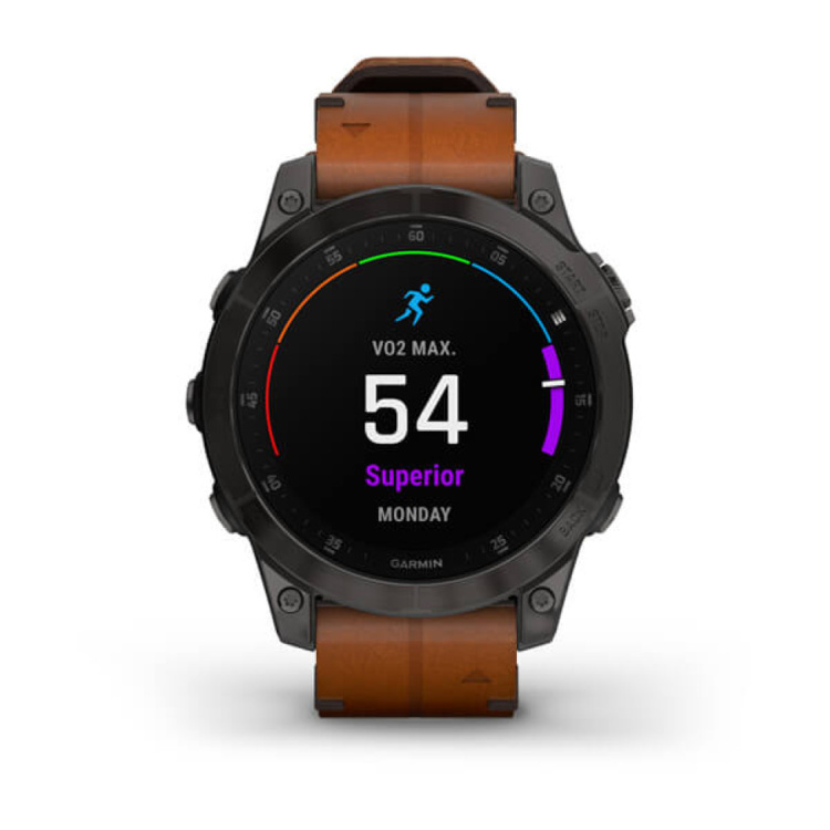 Garmin Epix (Gen 2) Sapphire Black Titanium with Chestnut Leather Band (010-02582-30)