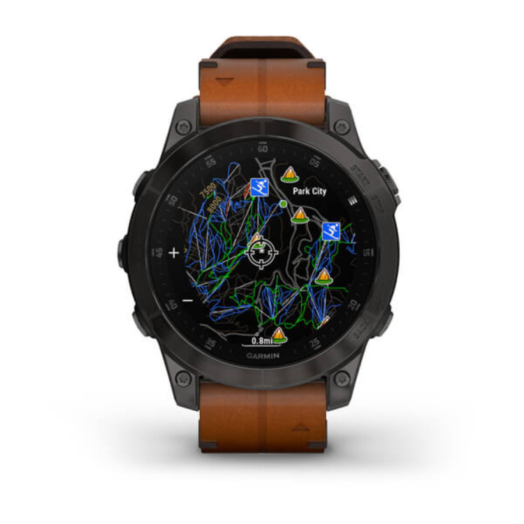 Garmin Epix (Gen 2) Sapphire Black Titanium with Chestnut Leather Band (010-02582-30)