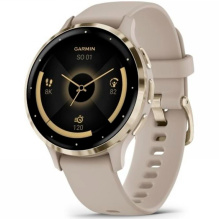 Garmin Venu 3S Soft Gold Stainless Steel Bezel with French Gray Case and Silicone Band (010-02785-02)