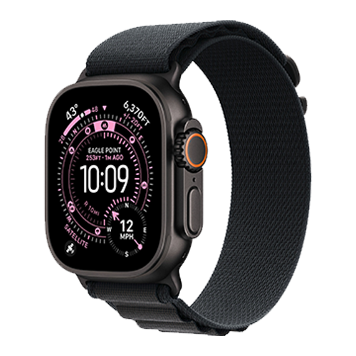 Apple Watch Ultra 3 GPS + Cellular, 49mm Black Titanium Case with Black Alpine Loop - Medium (MF0V4)