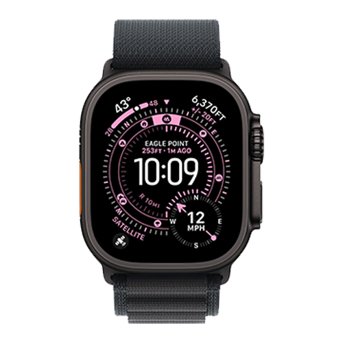 Apple Watch Ultra 3 GPS + Cellular, 49mm Black Titanium Case with Black Alpine Loop - Medium (MF0V4)