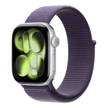 Apple Watch Series 11 GPS, 46mm Silver Aluminum Case with Purple Fog Sport Loop