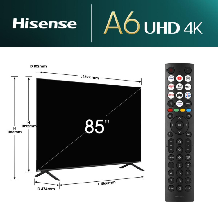 Телевізор 85 Hisense 85A6N (UA)