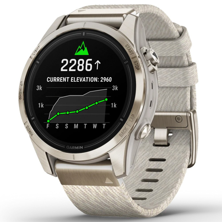 Garmin Epix Pro (Gen 2) Sapphire 42mm Soft Gold with Cream Heathered Nylon Band (010-02802-20)
