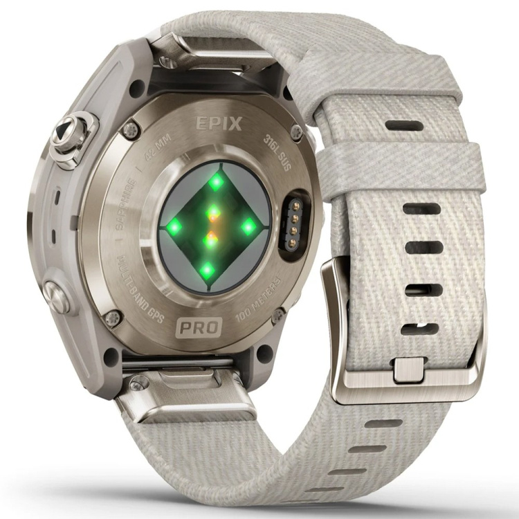 Garmin Epix Pro (Gen 2) Sapphire 42mm Soft Gold with Cream Heathered Nylon Band (010-02802-20)