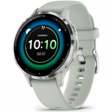 Garmin Venu 3S Silver Stainless Steel Bezel with Sage Gray Case and Silicone Band (010-02785-01)