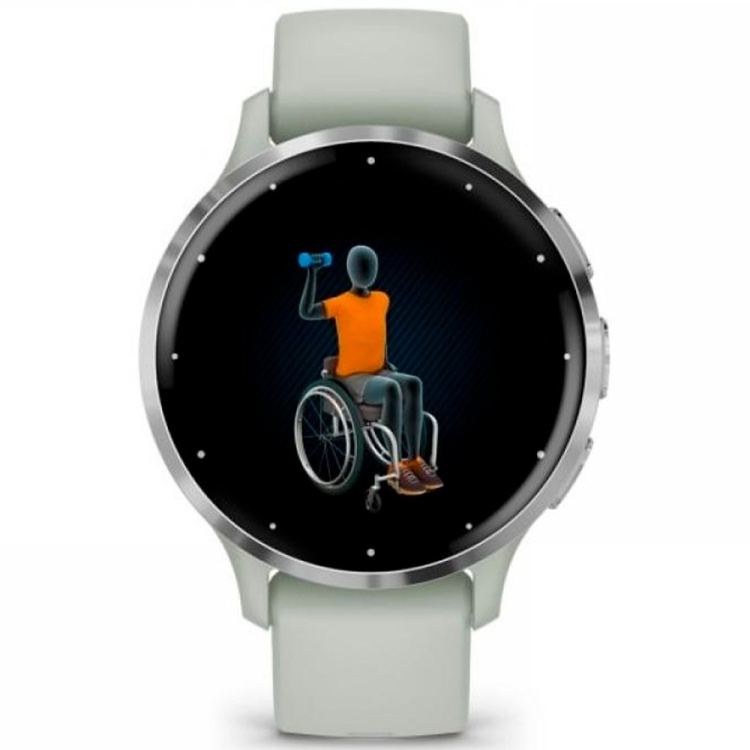 Garmin Venu 3S Silver Stainless Steel Bezel with Sage Gray Case and Silicone Band (010-02785-01)