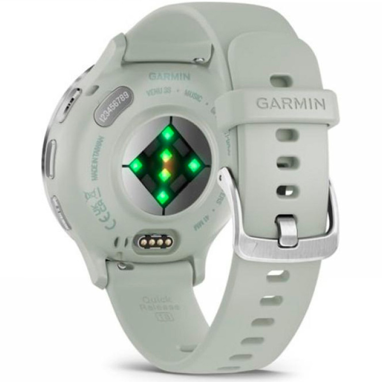 Garmin Venu 3S Silver Stainless Steel Bezel with Sage Gray Case and Silicone Band (010-02785-01)