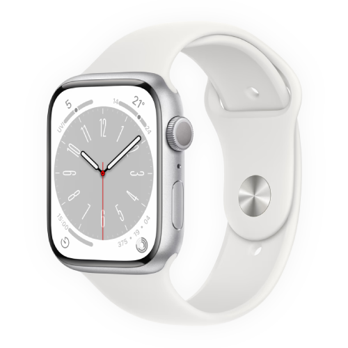 Apple Watch Series 8 45mm Silver Aluminum Case with White Sport Band (MP6N3) бу