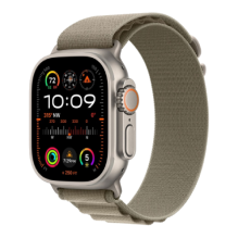 Apple Watch Ultra 2 49mm Titanium Case with Olive Alpine Loop (Small) (MREX3)