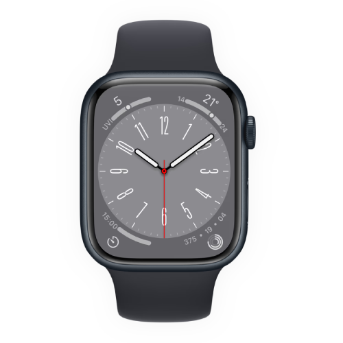 Apple Watch Series 8 45mm Midnight Aluminum Case with Midnight Sport Band M/L (MNUL3)