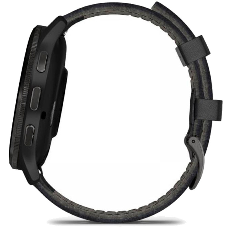 Garmin Venu 3 Slate Stainless Steel Bezel with Black Case and Black Leather Band (010-02784-52)