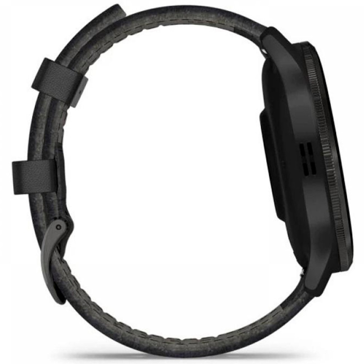 Garmin Venu 3 Slate Stainless Steel Bezel with Black Case and Black Leather Band (010-02784-52)