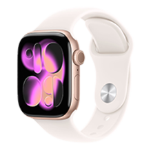 Apple Watch Series 11 GPS, 42mm Rose Gold Aluminum Case with Light Blush Sport Band - M/L (MEU44)