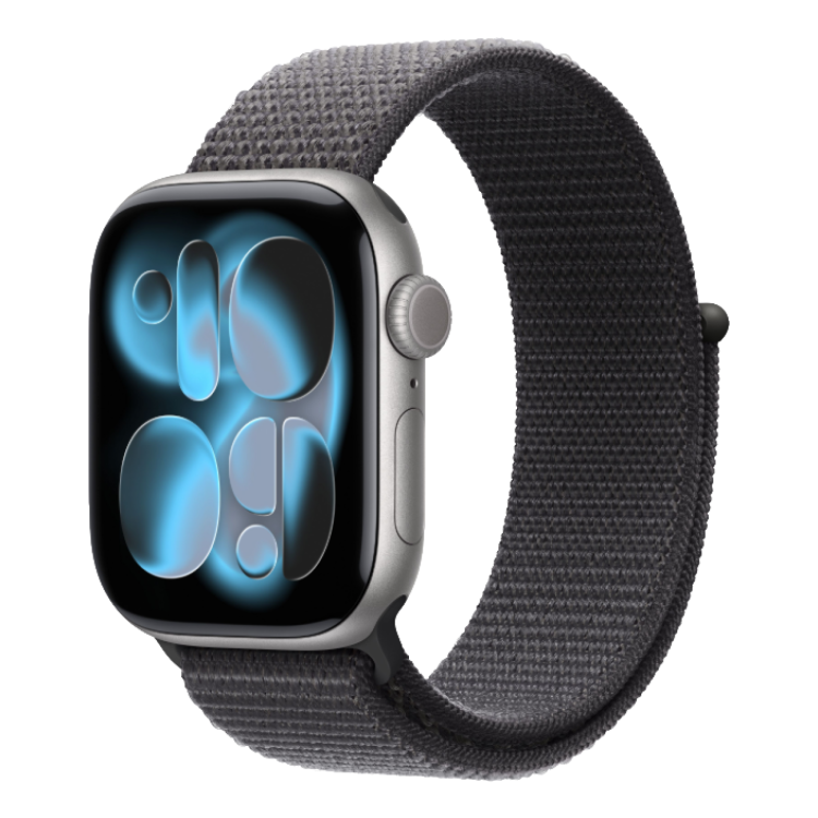 Apple Watch Series 11 GPS, 46mm Space Gray Aluminum Case with Dark Gray Sport Loop