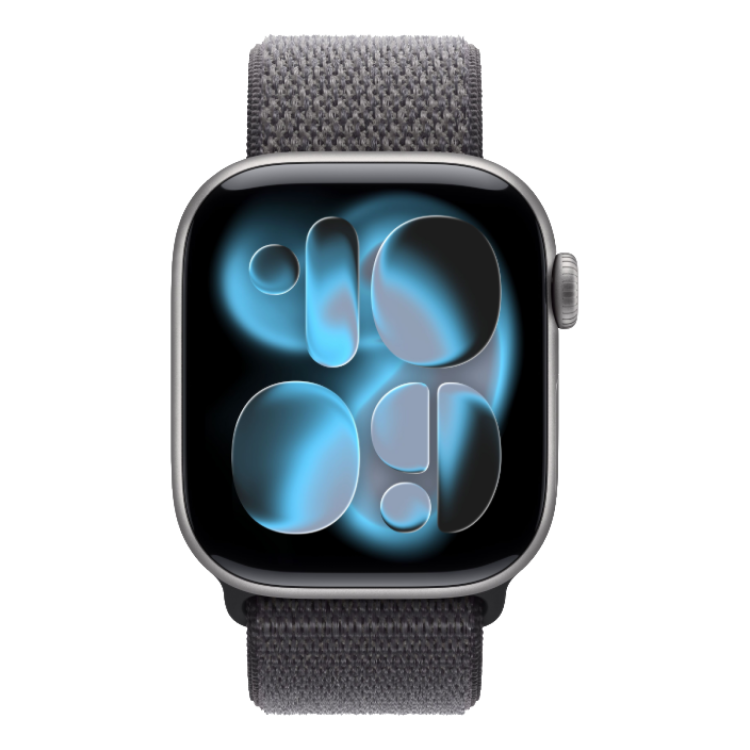 Apple Watch Series 11 GPS, 46mm Space Gray Aluminum Case with Dark Gray Sport Loop