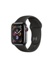 Apple Watch Series 4 GPS + Cellular 40mm Space Black Stainless Steel Case with Black Sport Band (MTUN2)