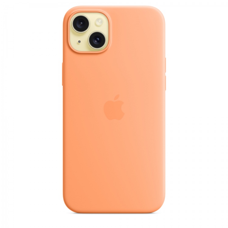 Silicone Case with MagSafe для iPhone 15 Plus (FoxConn) (Orange Sorbet)