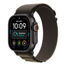 Apple Watch Ultra 4 GPS + LTE 49mm Black Titanium Case with Dark Olive Alpine Loop - Medium