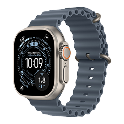 Apple Watch Ultra 3 GPS + Cellular, 49mm Natural Titanium Case with Anchor Blue Ocean Band