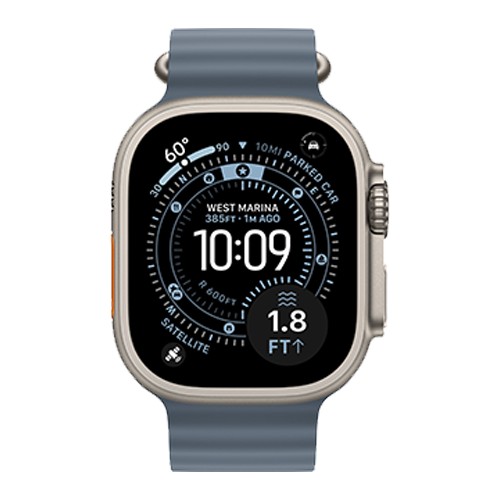 Apple Watch Ultra 3 GPS + Cellular, 49mm Natural Titanium Case with Anchor Blue Ocean Band (MEWH4)