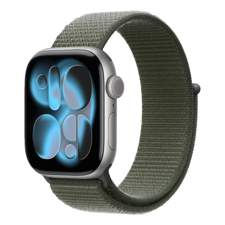 Apple Watch Series 11 GPS, 46mm Space Gray Aluminum Case with Forest Sport Loop