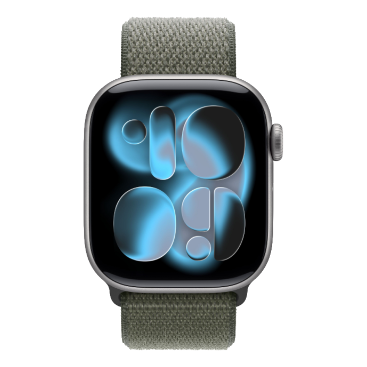 Apple Watch Series 11 GPS, 46mm Space Gray Aluminum Case with Forest Sport Loop
