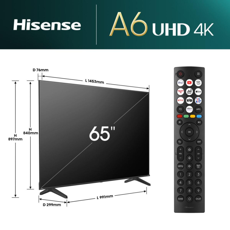 Телевізор 65 Hisense 65A6N (UA)