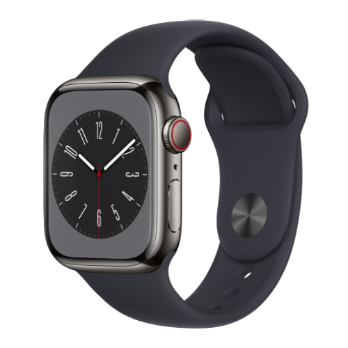 Apple Watch Series 8 41mm (GPS+LTE) Graphite Stainless Steel Case with Midnight Sport Band (MNJJ3)