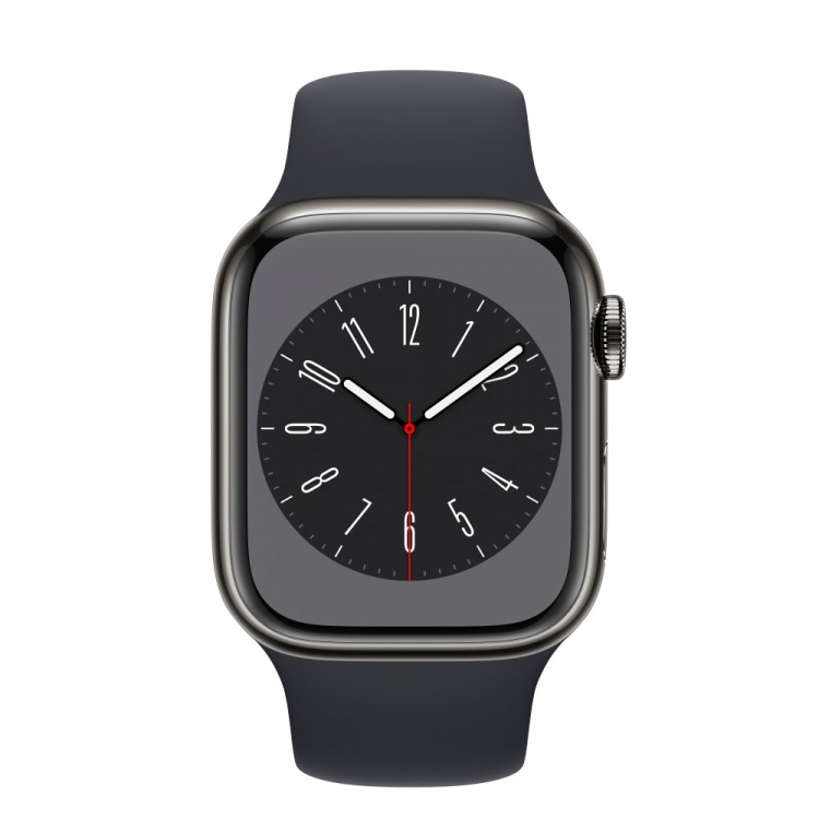 Apple Watch Series 8 41mm (GPS+LTE) Graphite Stainless Steel Case with Midnight Sport Band (MNJJ3)