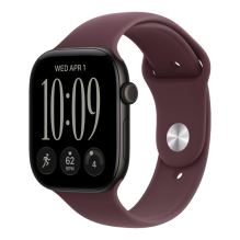 Apple Watch Series 12 GPS 46mm Black Aluminum Case with Burgundy Sport Band - S/M