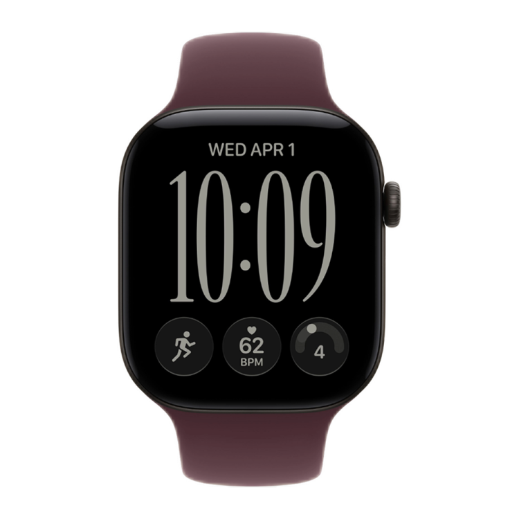 Apple Watch Series 12 GPS 46mm Black Aluminum Case with Burgundy Sport Band - S/M