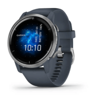 Garmin Venu 2 Silver Stainless Steel Bezel with Granite Blue Case and Silicone Band (010-02430-10/00)