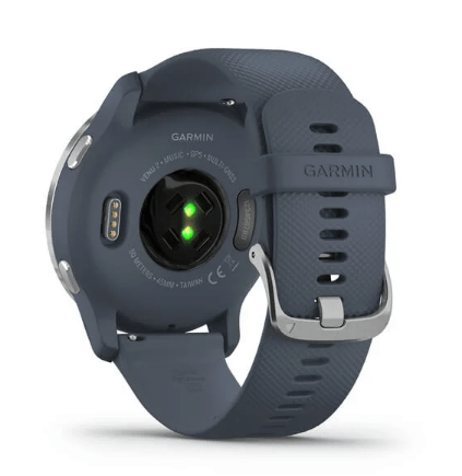 Garmin Venu 2 Silver Stainless Steel Bezel with Granite Blue Case and Silicone Band (010-02430-10/00)