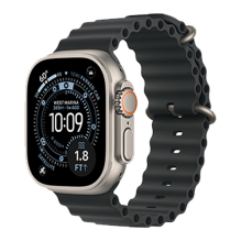 Apple Watch Ultra 3 GPS + Cellular, 49mm Natural Titanium Case with Black Ocean Band