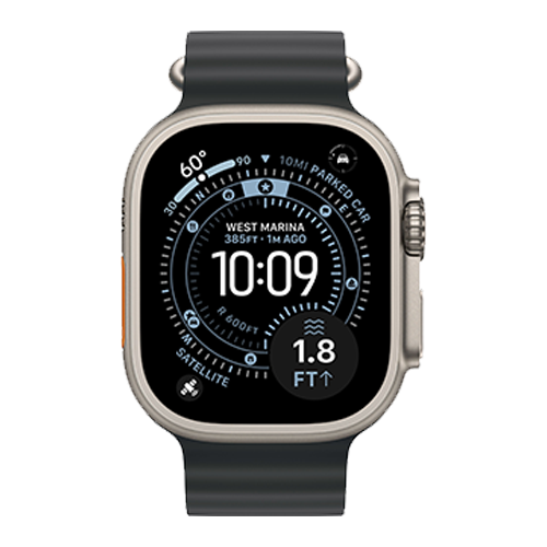 Apple Watch Ultra 3 GPS + Cellular, 49mm Natural Titanium Case with Black Ocean Band