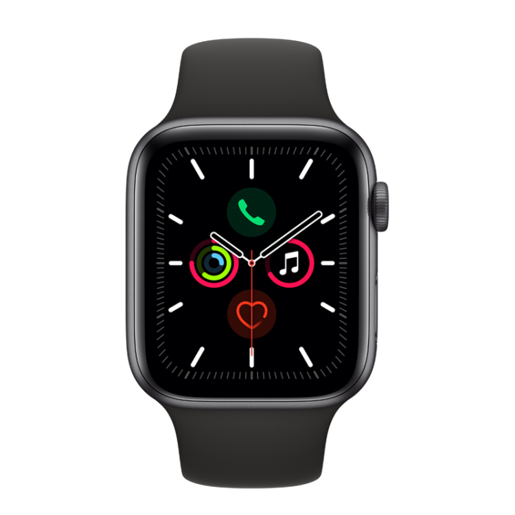 Apple Watch Series 5 GPS, 44mm Space Gray Aluminum Case with Black Sport Band (MWVF2)