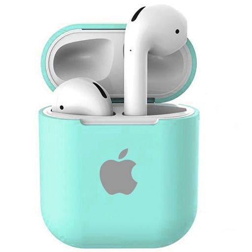 Чехол Silicone Case для AirPods with Apple Logo (Mint Green)