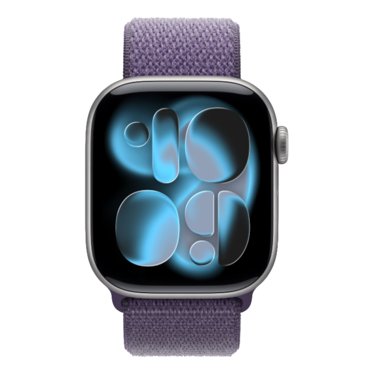 Apple Watch Series 11 GPS, 46mm Space Gray Aluminum Case with Purple Fog Sport Loop