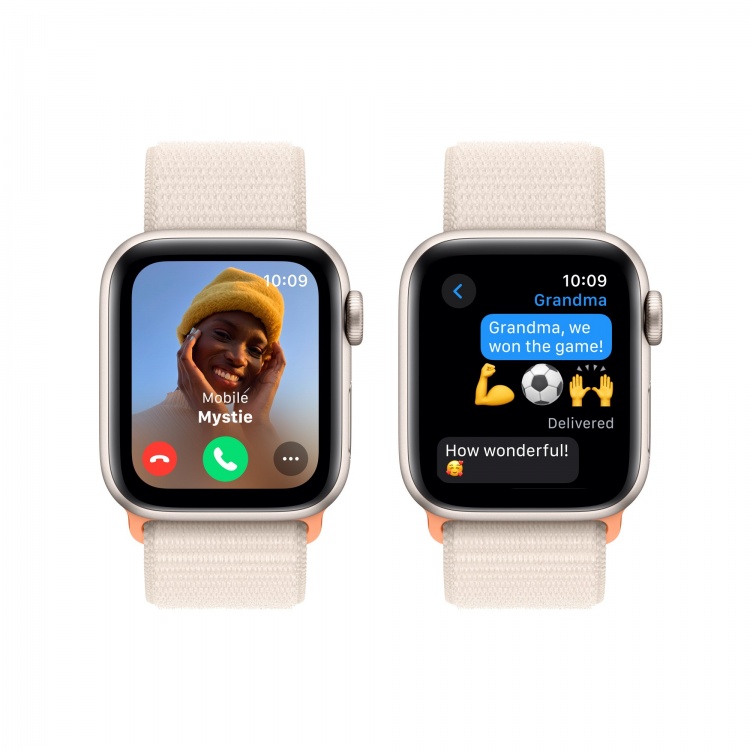 Apple Watch SE 2 2023 GPS 40mm Starlight Aluminium Case with Starlight Sport Loop (MR9W3)