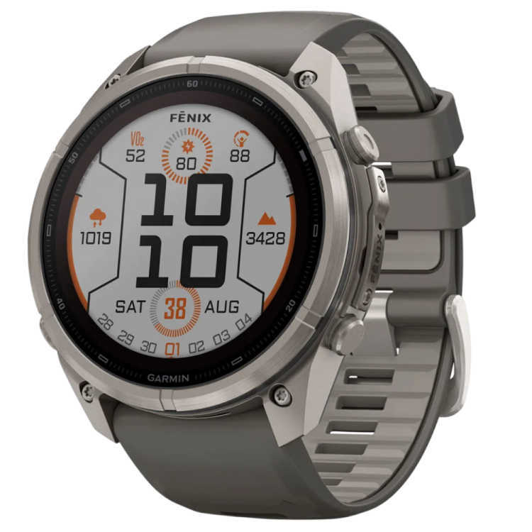 Garmin Fenix 9 Pro 51mm Sapphire Solar Titanium with Pebble Gray/Silver Gray Silicone Band (010-04339-05/06)