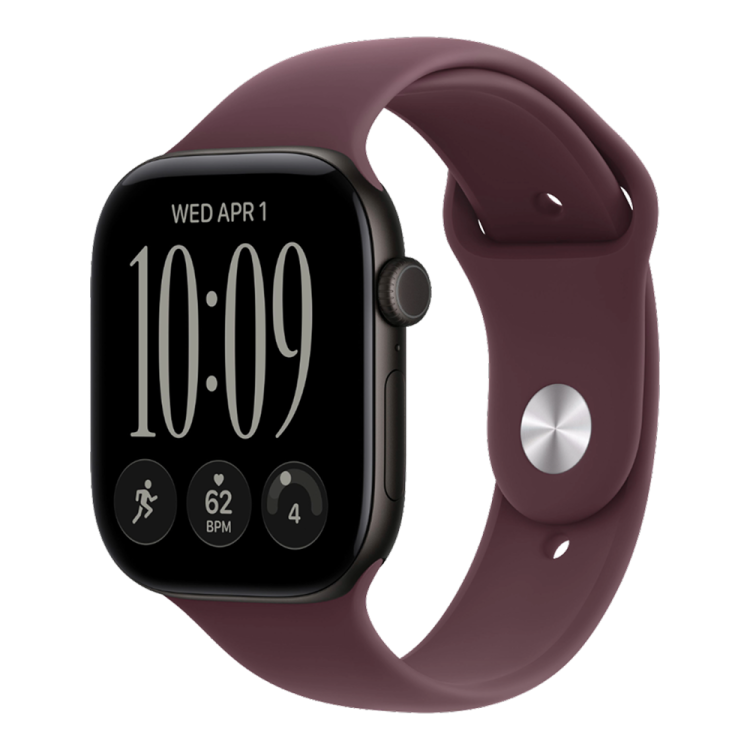Apple Watch Series 12 GPS 42mm Black Aluminum Case with Burgundy Sport Band - S/M