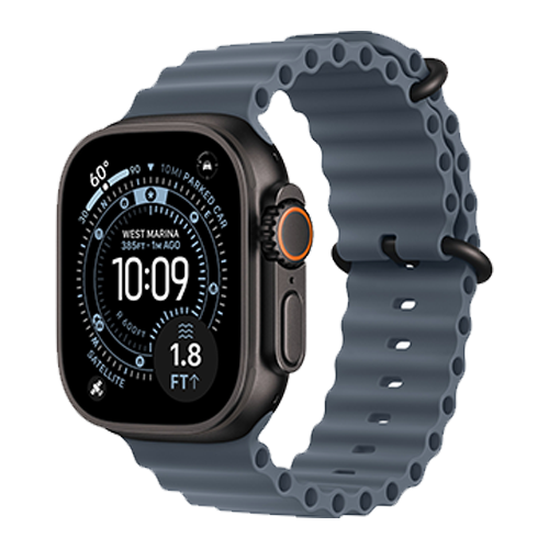 Apple Watch Ultra 3 GPS + Cellular, 49mm Black Titanium Case with Anchor Blue Ocean Band