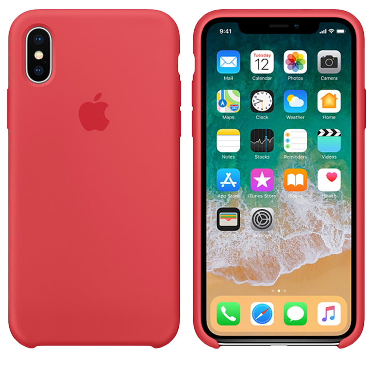 Чехол Smart Silicone Case для iPhone X Original (FoxConn) (Red Raspberry)