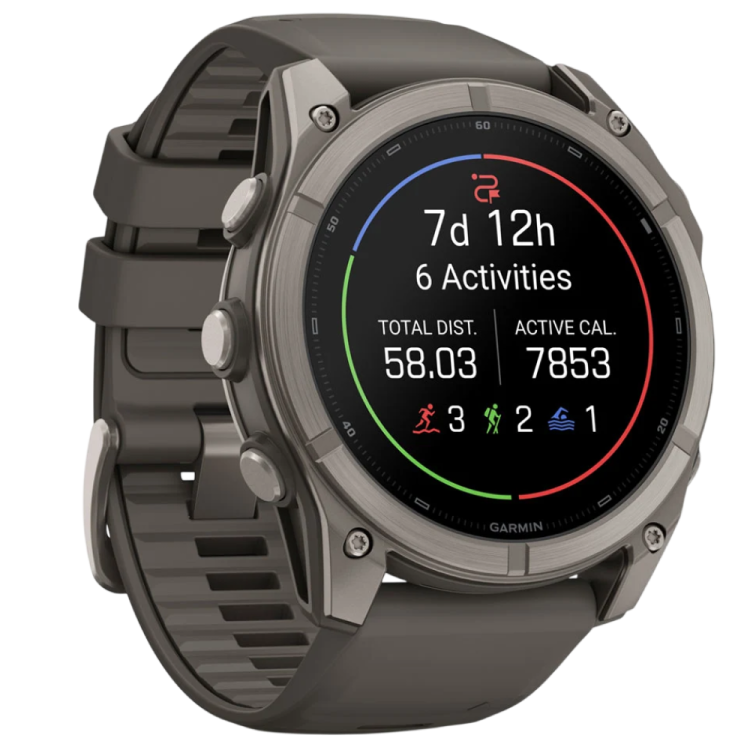 Garmin Fenix 9 51mm AMOLED Sapphire Titanium with Pebble Gray Silicone Band (010-04763-00/01)